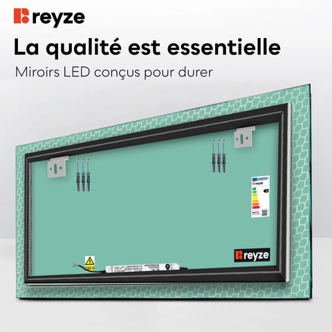Miroir LED Horizontal | Sans Boutons Tactiles | Lumière blanche froide - Reyze Série Official Modèle 7