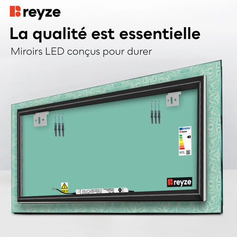 Miroir LED Horizontal | Sans Boutons Tactiles | Lumière blanche froide - Reyze Série Official Modèle 8