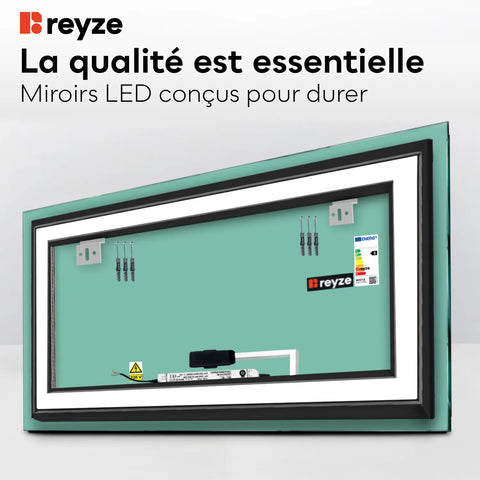 Miroir LED Horizontal | Bouton Tactile | Lumière blanche froide - Reyze Série Salono Modèle 2