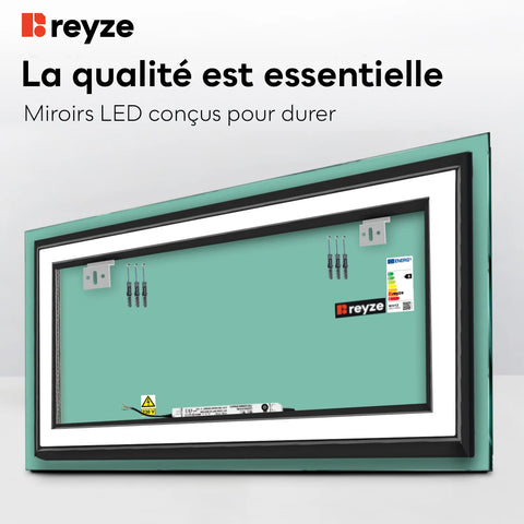 Miroir LED Horizontal | Sans Boutons Tactiles | Lumière Blanche Chaude - Reyze Série Salono Modèle 2