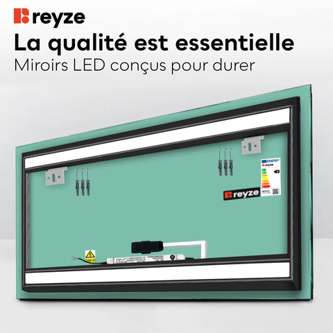 Miroir LED Horizontal | Bouton Tactile | Lumière blanche froide - Reyze Série Salono Modèle 4