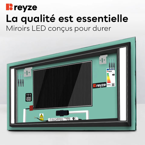 Miroir LED Horizontal | boutons tactiles | Fonction Anti-Buée | Lumière blanche froide - Reyze Série Salono Modèle 5