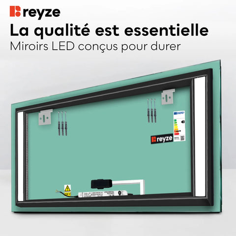 Miroir LED Horizontal | Bouton Tactile | Lumière blanche froide - Reyze Série Salono Modèle 5