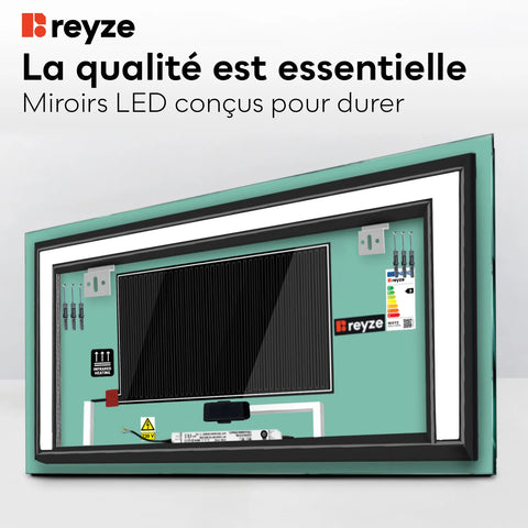 Miroir LED Horizontal | boutons tactiles | Fonction Anti-Buée | Lumière blanche froide - Reyze Série Salono Modèle 6