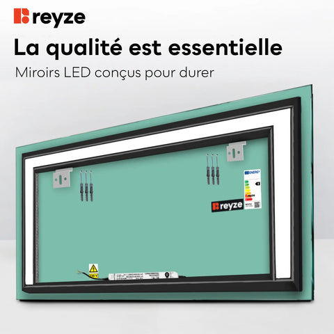 Miroir LED Horizontal | Sans Boutons Tactiles | Lumière blanche neutre - Reyze Série Salono Modèle 6