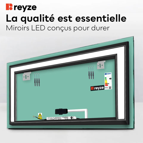 Miroir LED Horizontal | Bouton Tactile | Lumière blanche froide - Reyze Série Salono Modèle 6