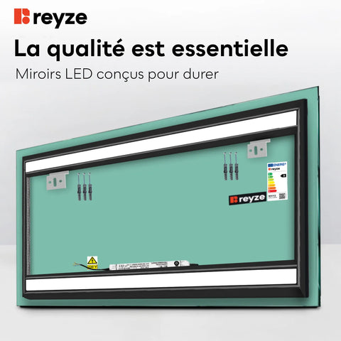 Miroir LED Horizontal | Sans Boutons Tactiles | Lumière blanche froide - Reyze Série Salono Modèle 7
