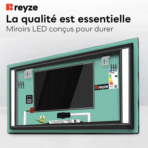 Miroir LED Horizontal | boutons tactiles | Fonction Anti-Buée | Température de couleur réglable - Reyze Série Salono Modèle 8