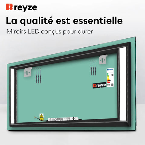Miroir LED Horizontal | Sans Boutons Tactiles | Lumière blanche froide - Reyze Série Salono Modèle 8