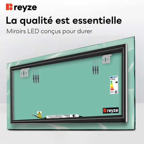 Miroir LED Horizontal | Sans Boutons Tactiles | Lumière Blanche Chaude - Reyze Série Simetria Modèle 2