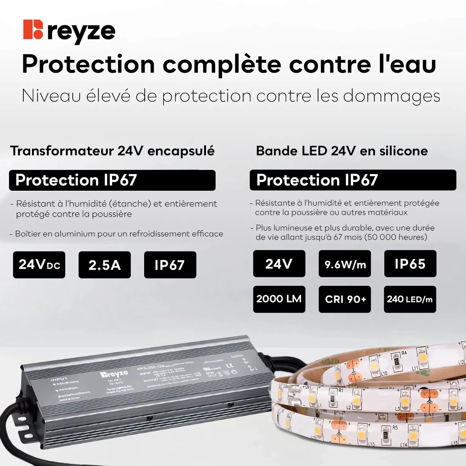 Miroir LED Rond | Sans Boutons Tactiles | Lumière Blanche Chaude - Reyze Série Salono Modèle 2