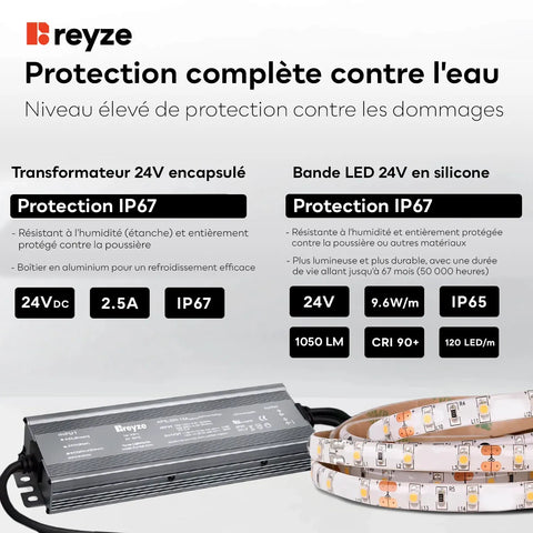 Miroir LED Semi-Ovale 1 | Bouton Tactile | Lumière Blanche Chaude - Reyze Série Ambient Modèle 1