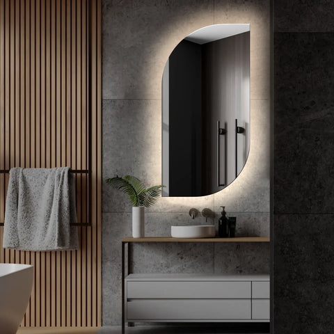 Miroir LED Semi-Ovale 1 | Sans Boutons Tactiles | Lumière blanche neutre - Reyze Série Ambient Modèle 1
