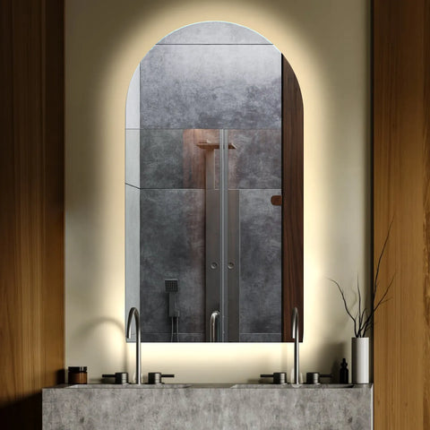Miroir LED Semi-Ovale 2 | Sans Boutons Tactiles | Lumière blanche neutre - Reyze Série Ambient Modèle 1