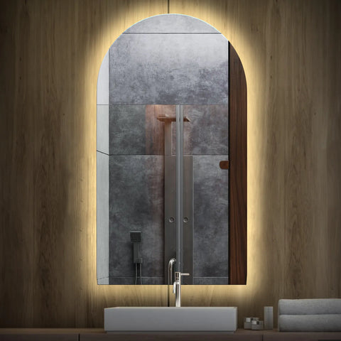 Miroir LED Semi-Ovale 2 | Sans Boutons Tactiles | Lumière blanche neutre - Reyze Série Ambient Modèle 1