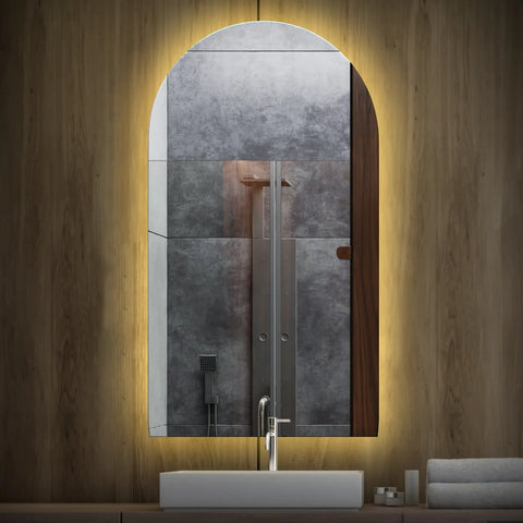 Miroir LED Semi-Ovale 2 | Sans Boutons Tactiles | Lumière Blanche Chaude - Reyze Série Ambient Modèle 1