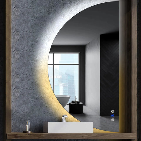 Miroir LED Demi-Lune | boutons tactiles | Fonction Anti-Buée | Température de couleur réglable - Reyze Série Ambient Modèle 1 - Côté Droit