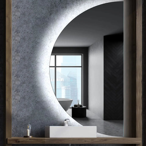 Miroir LED Demi-Lune | Sans Boutons Tactiles | Lumière blanche froide - Reyze Série Ambient Modèle 1 - Côté Droit