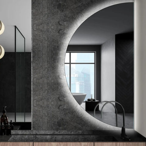 Miroir LED Demi-Lune | Sans Boutons Tactiles | Lumière blanche froide - Reyze Série Ambient Modèle 1 - Côté Droit